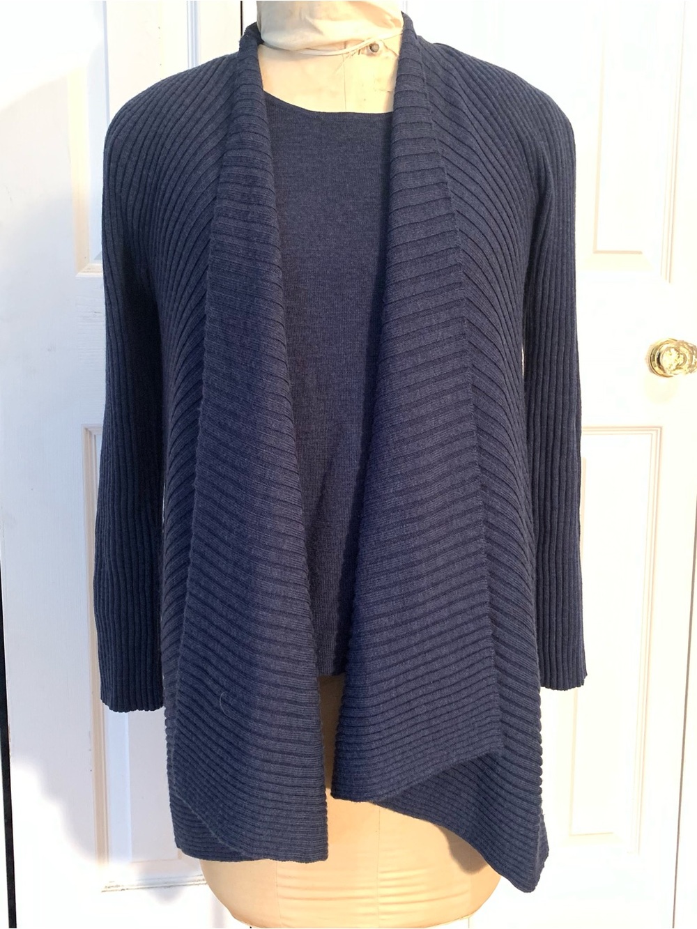 Eileen Fisher Sweater set Navy indigo Ribbed Open-Front Merino Wool Cardigan